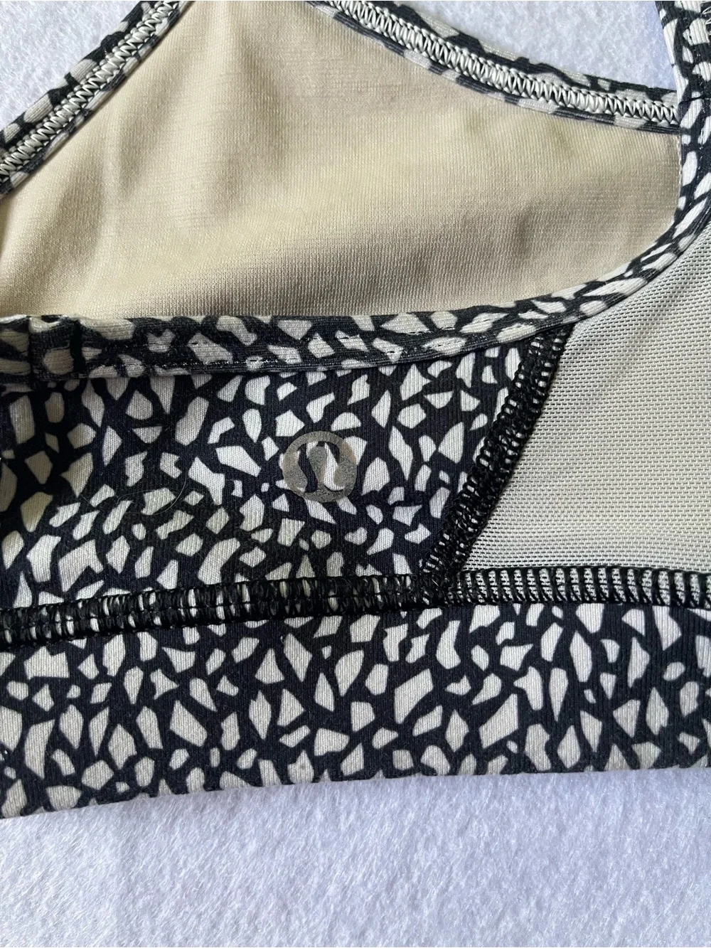 Lululemon athletica Black and White Patterned Strappy Sports Bra